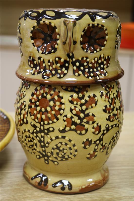 A group of Mary Wondrausch (1923-2016) slipware, including a charger, 36cm